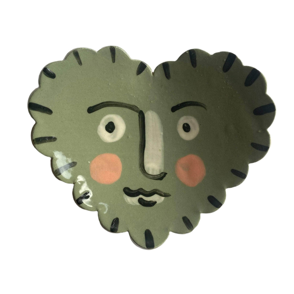 Isolation Face Heart Trinket Dish in Green