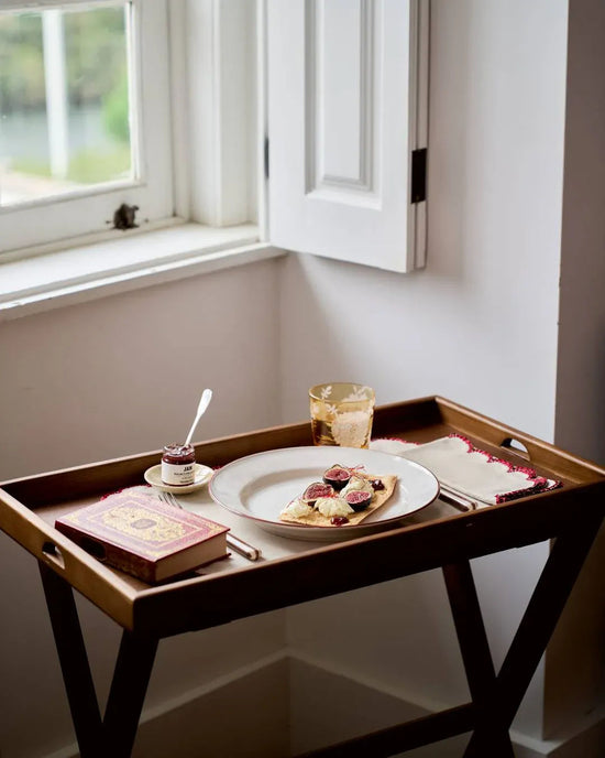 Luna Placemat, Beige with Bordeaux