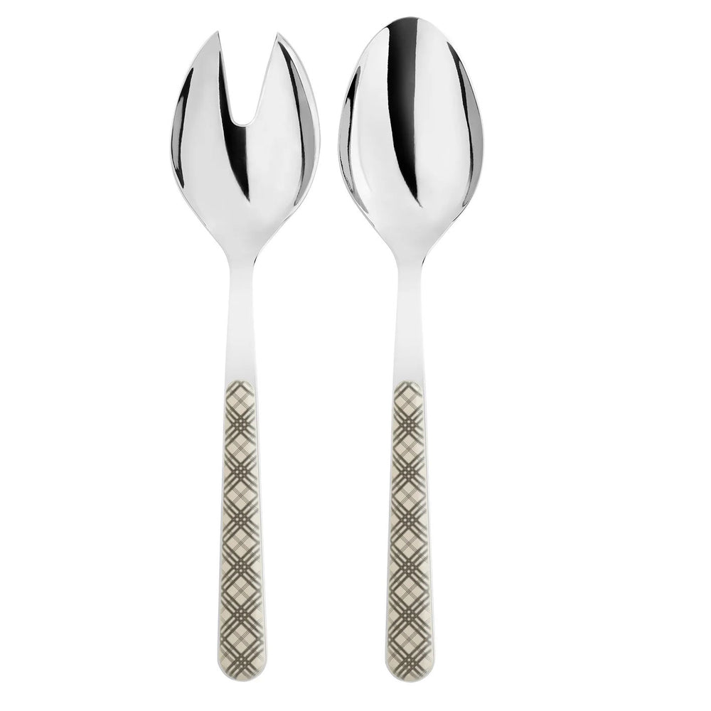 Tartan Salad Servers, Ivory