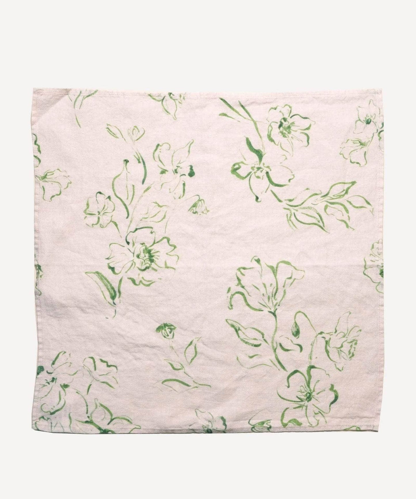 Wild Bloom Green Linen Napkin