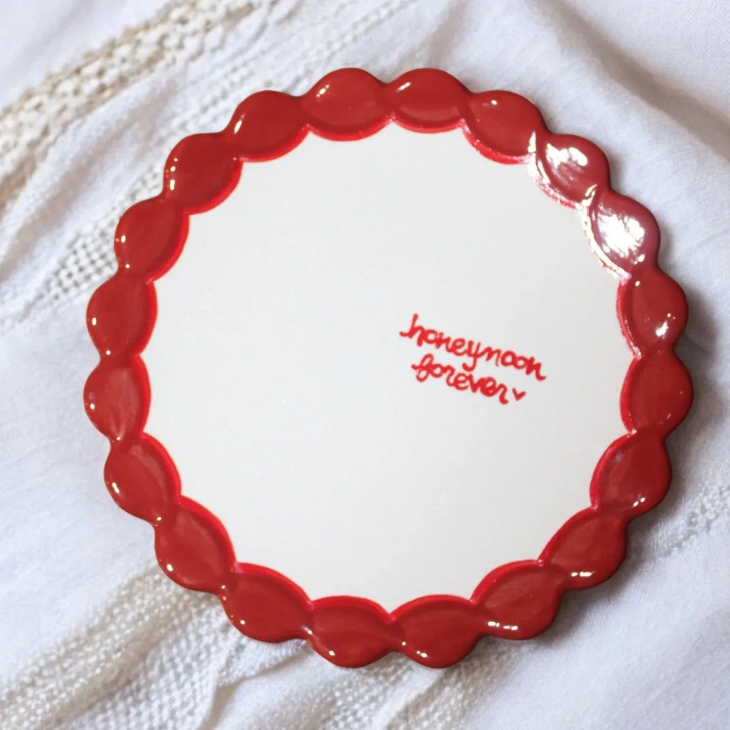 "honeymoon forever" Scalloped Dessert Plate