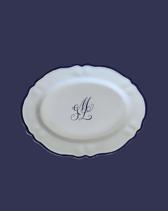 Personalised Ceramic Set of 2 Wedding Engraved Oval Serving Platter