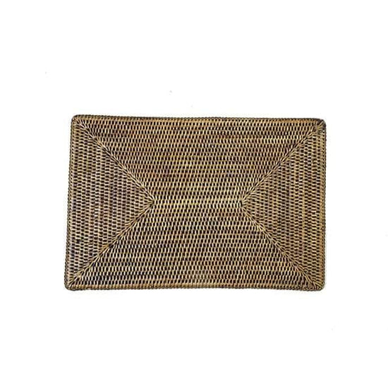 Rattan Rectangles charger - Brown