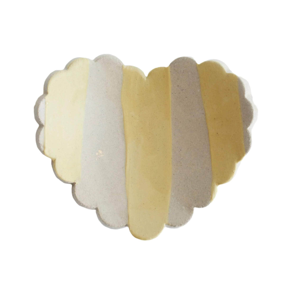 Duci Scalloped Heart Striped Trinket Dish Yellow