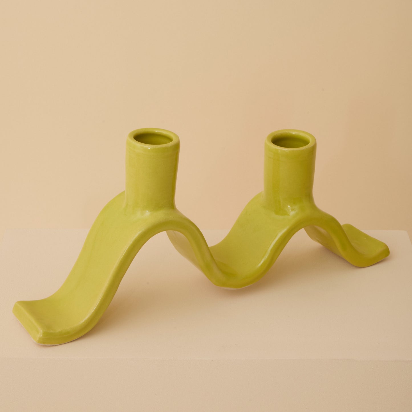 Small Wavy Candelabra - Chartreuse