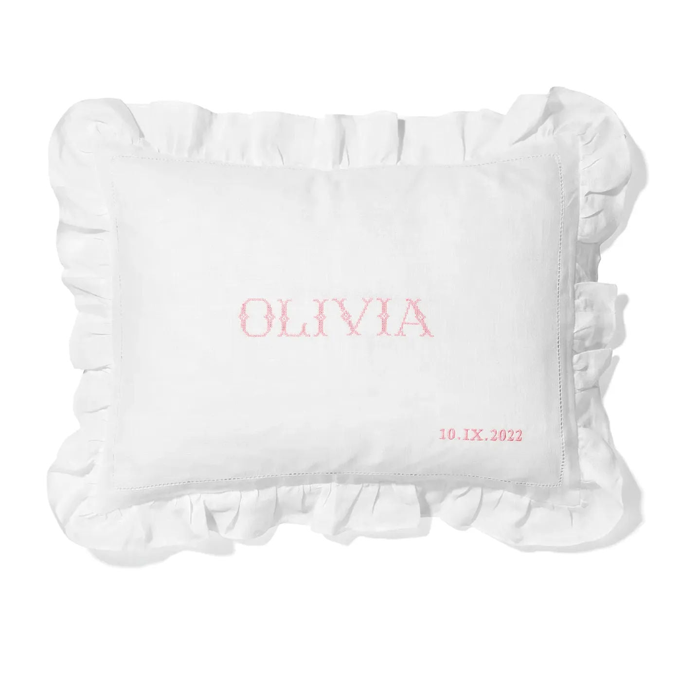 Personalised Boudoir Pillow with Frill Edge