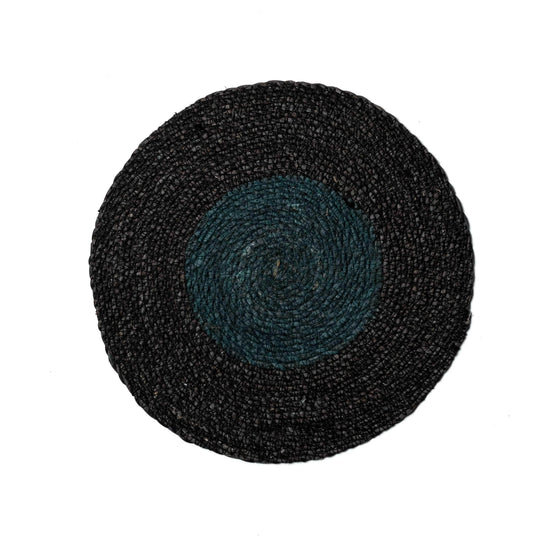 Seagrass Placemats Set of 2 - Black / Blue