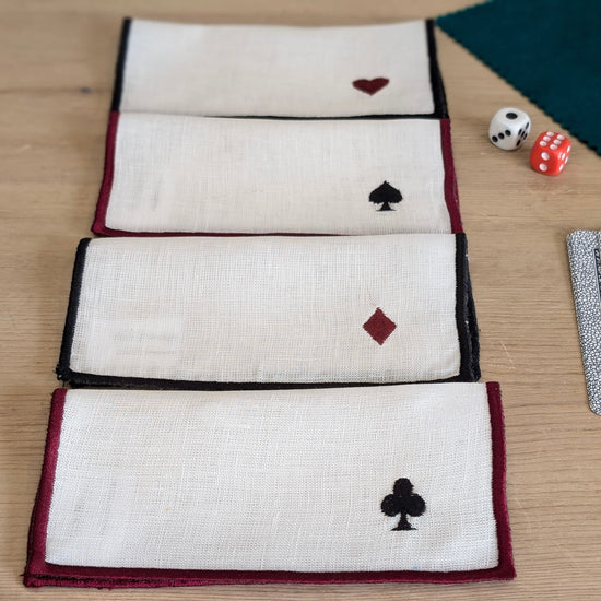 CASINO - Deck of Cards Embroidery Cocktail Napkin Set (Set of 4)