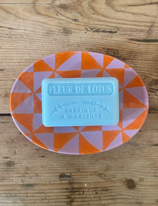 Diamond Soap Dish, Orange & Lilac