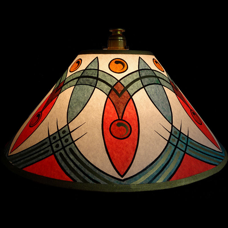 Harlequin Hand Painted 14" Lampshade in Teal Gold