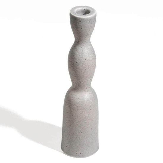 Grey Speckle Tall Wave Candleholder