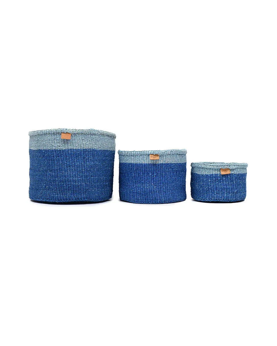 TOFAUTI: Two Blue Duo Colour Block Woven Basket