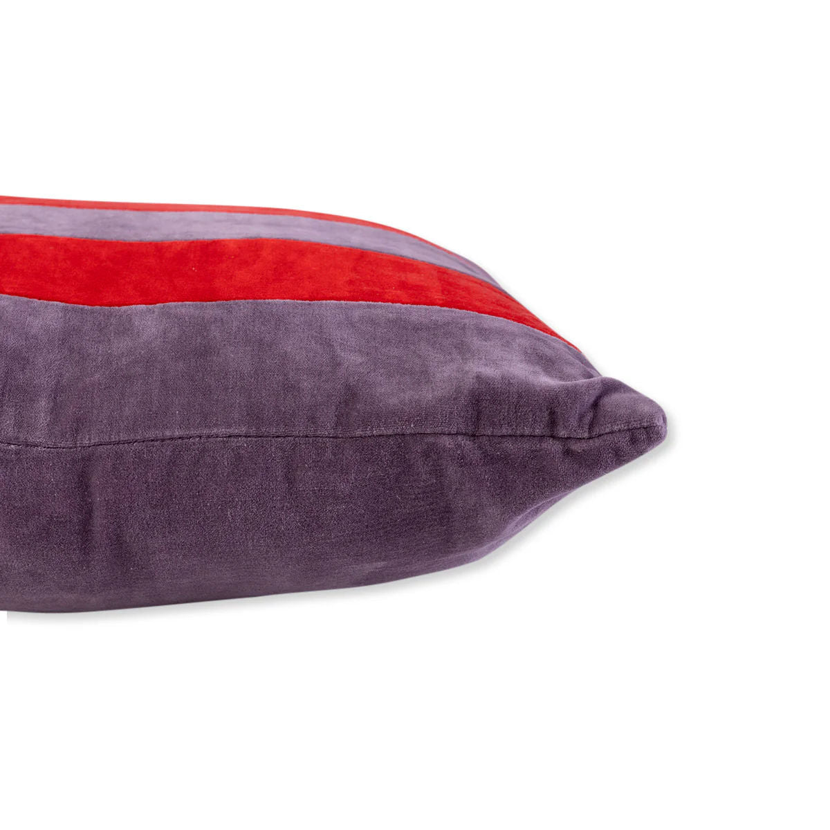 Striped Velvet Lumbar Pillow - Lilac + Cherry