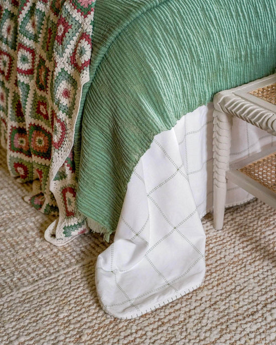 Quilted Squares Bedspread - Green