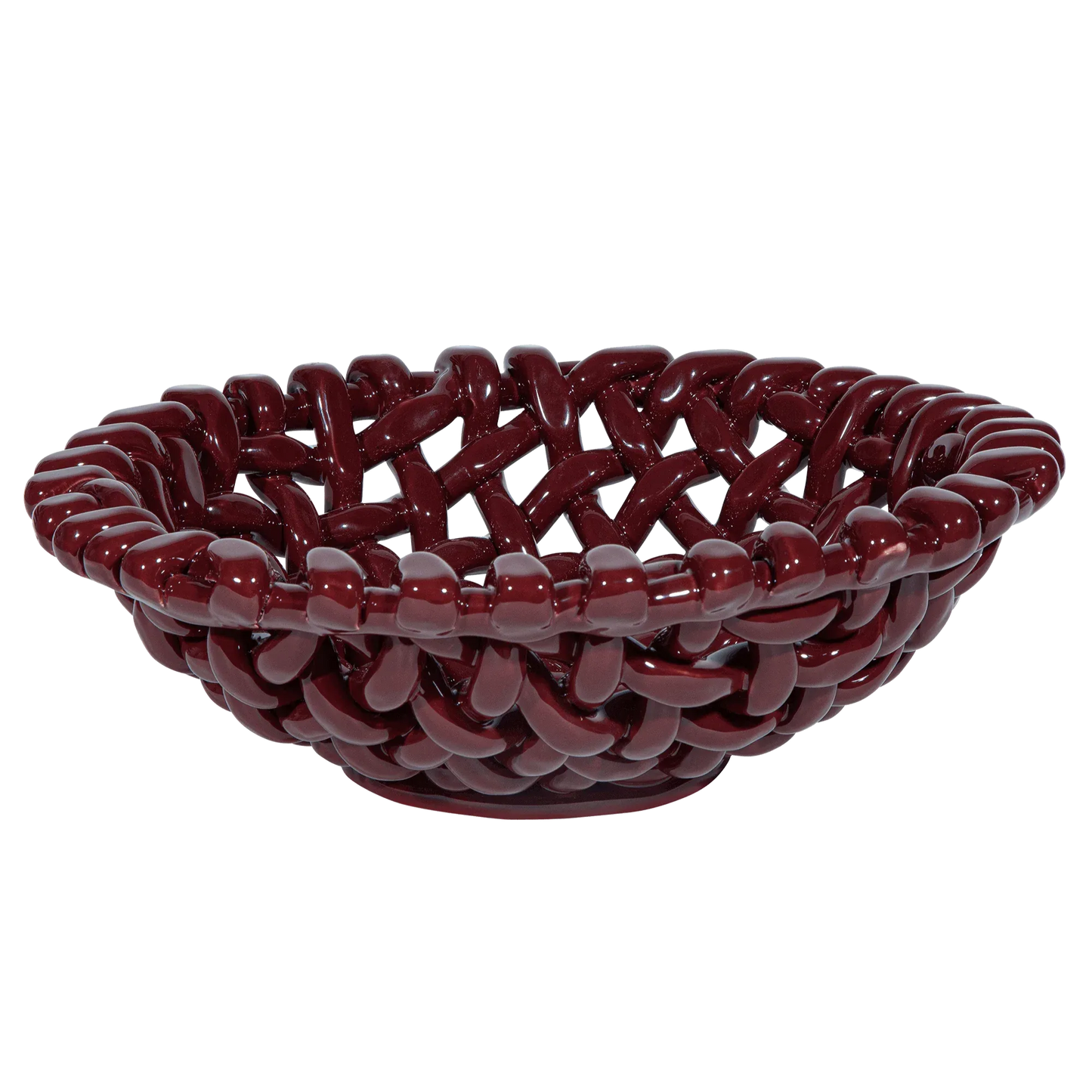 Large Burgundy Basketweave Bowl