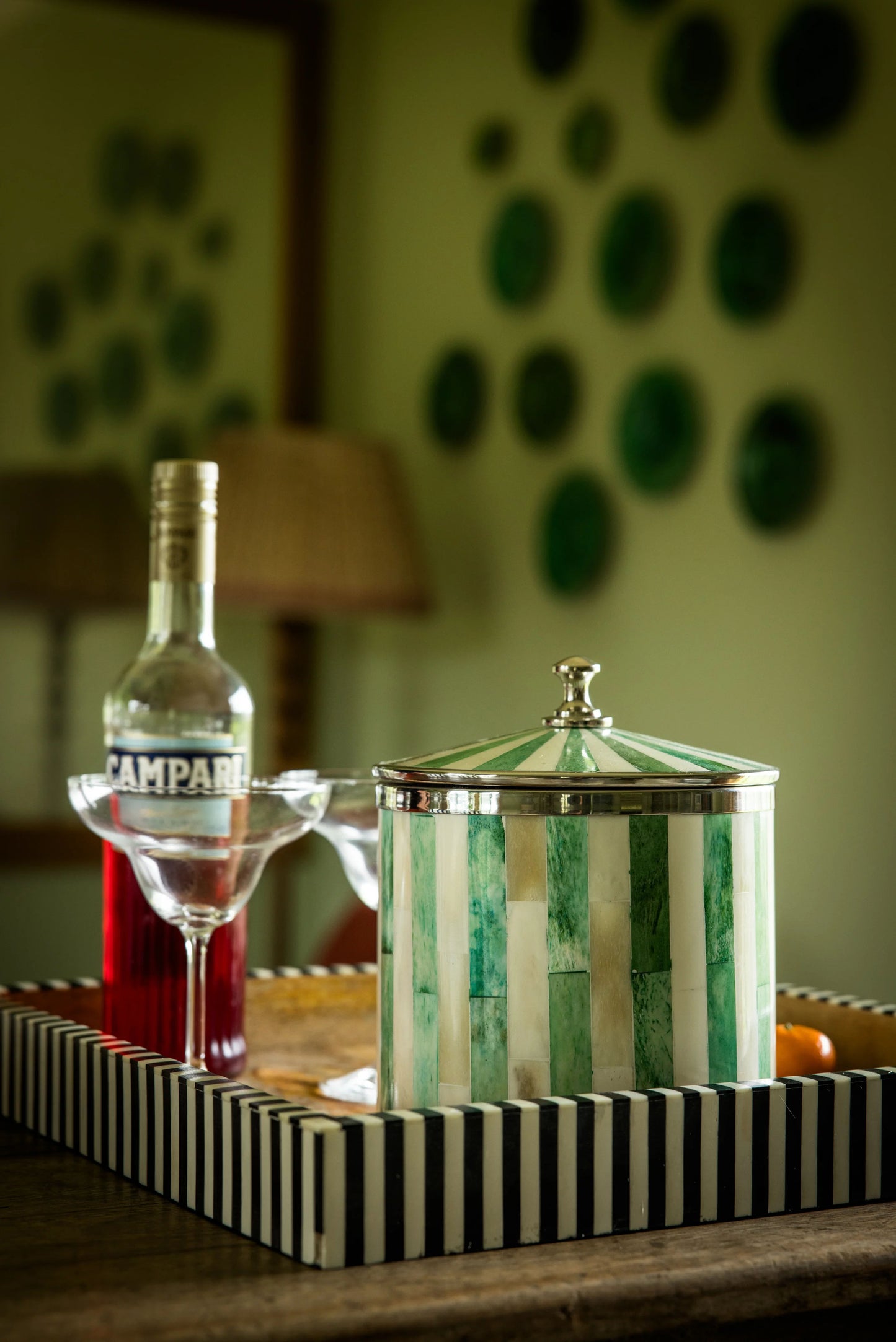 Square Inlay Tray | Large | Blue & White | Striped