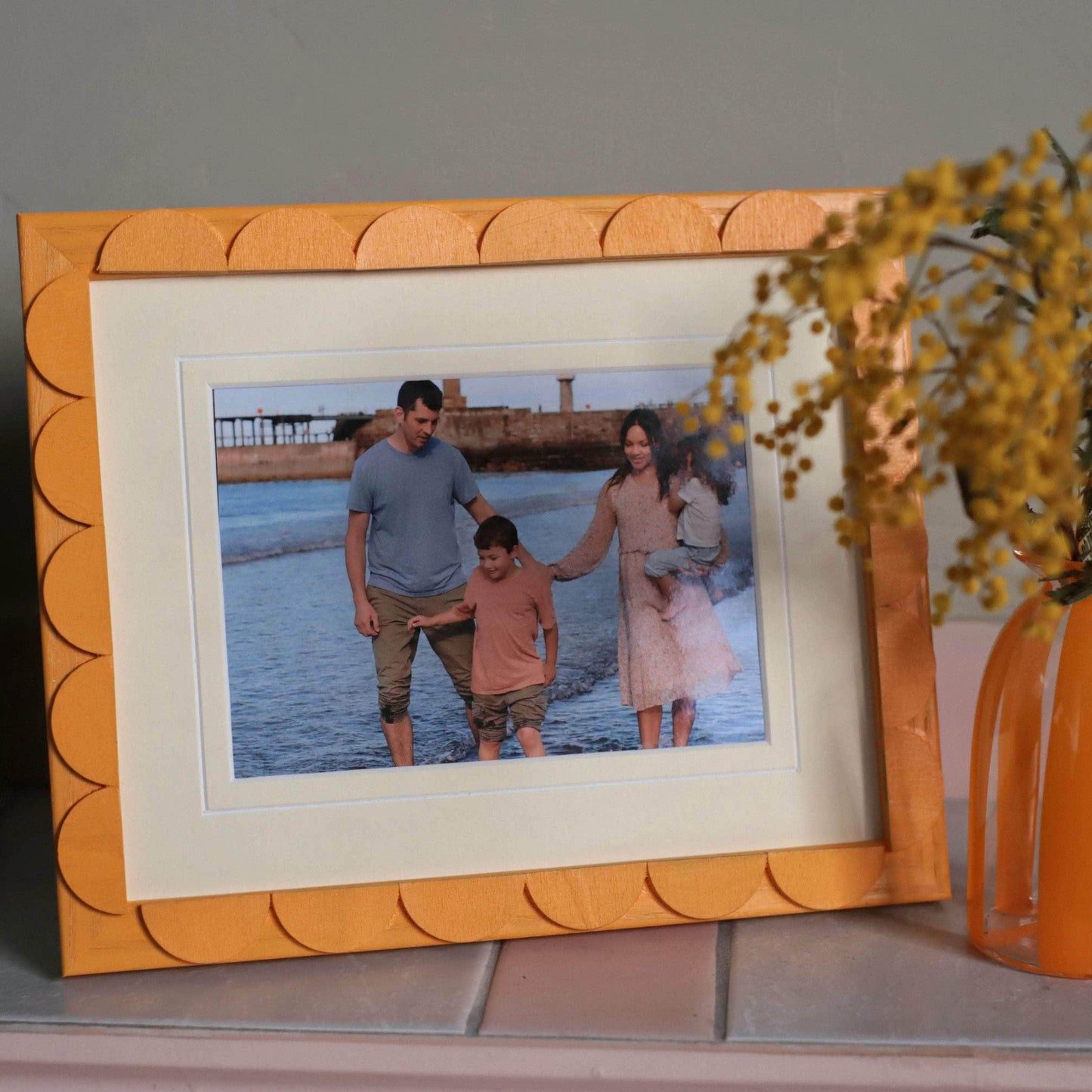 Burnt Orange Stained Scallop Frame