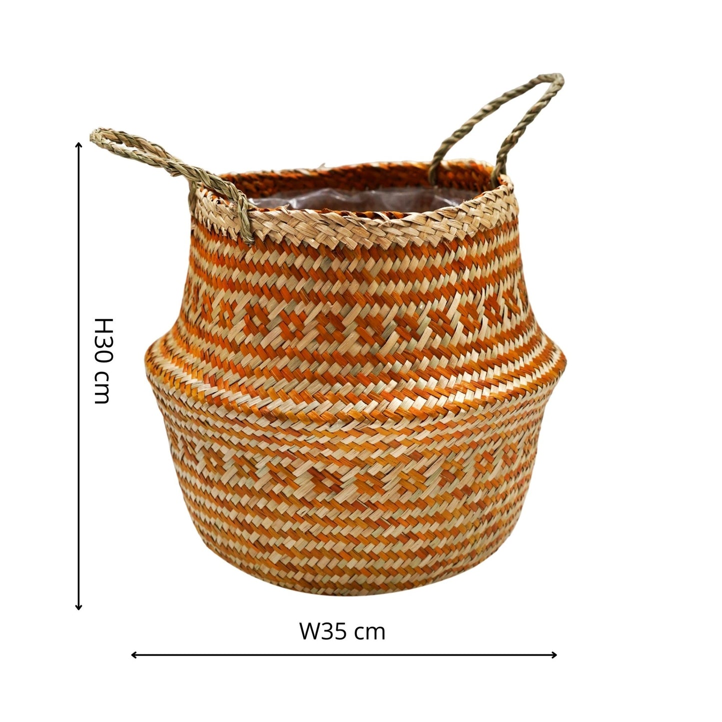 Seagrass Tribal Amber Lined Basket Medium