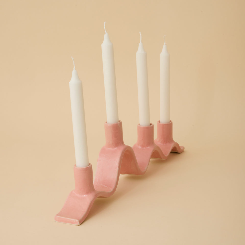 Large Wavy Candelabra - Pink