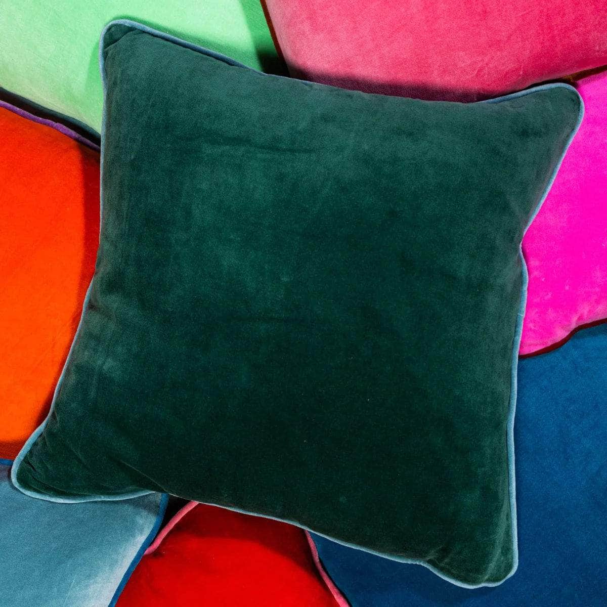 Charliss Velvet Pillow - Green + Aqua