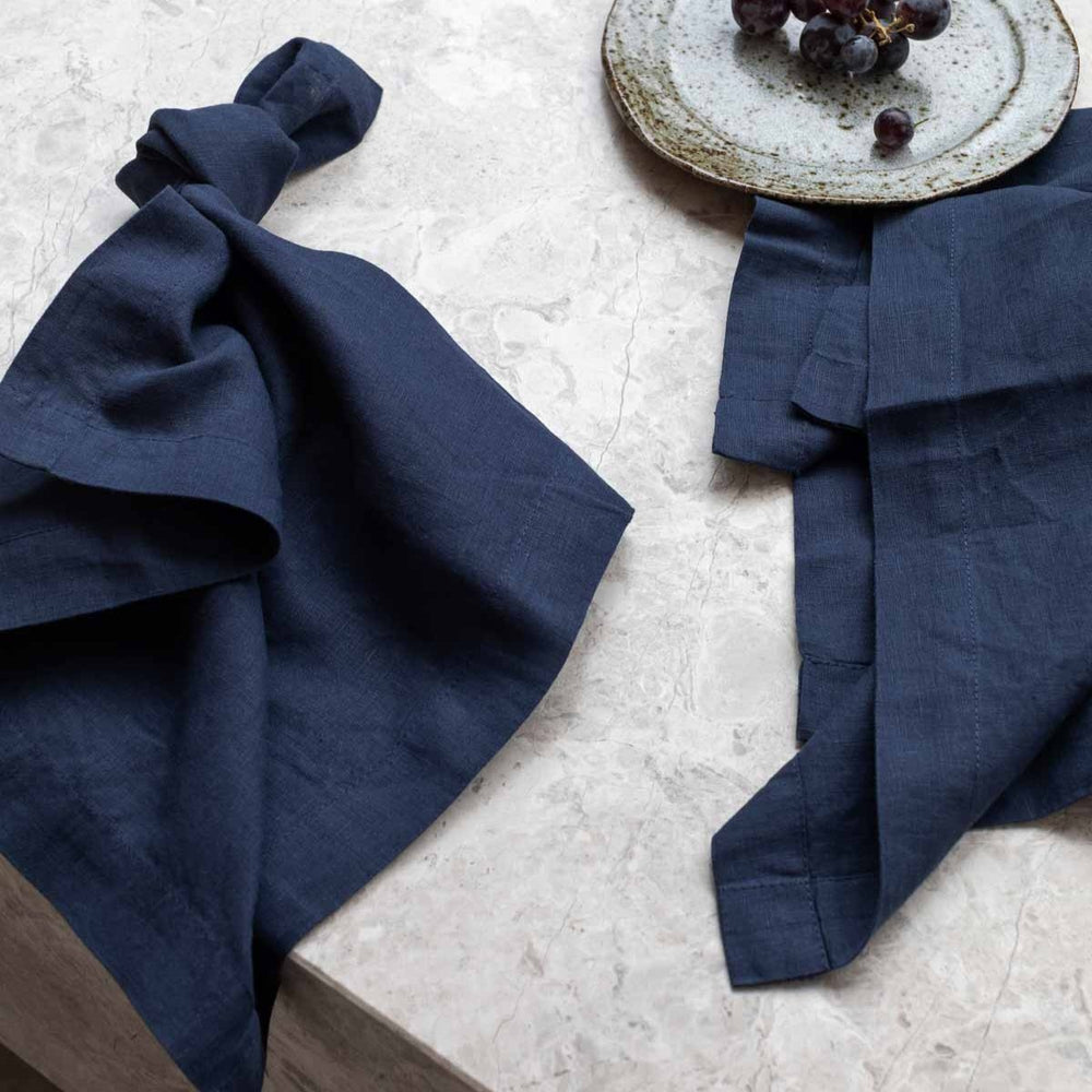 100% Linen Table Napkins - Navy (Set of Four)