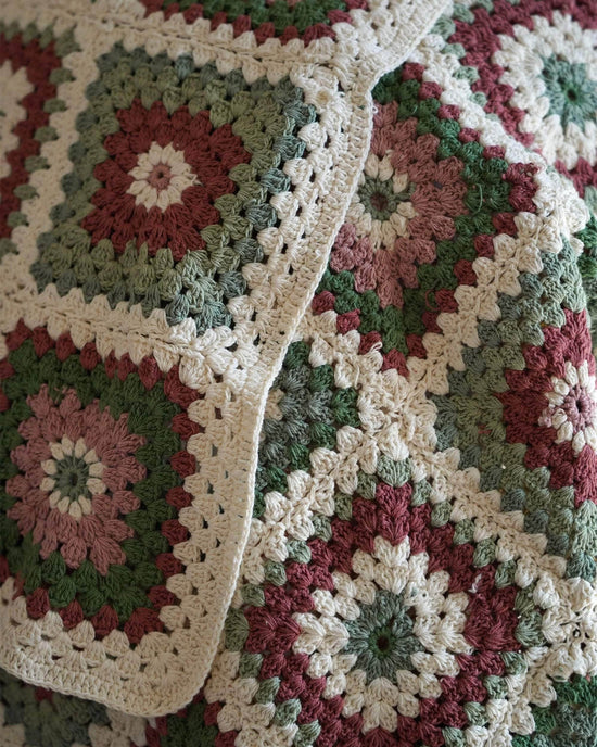 Crochet Throw - Green and Pink