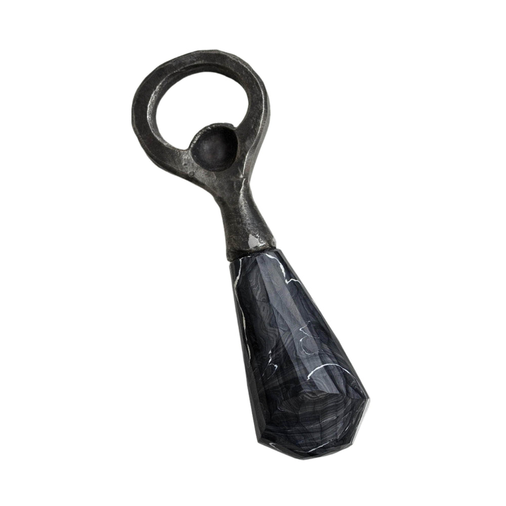 Recycled Plastic & Forged Steel Bottle Opener Black Marble