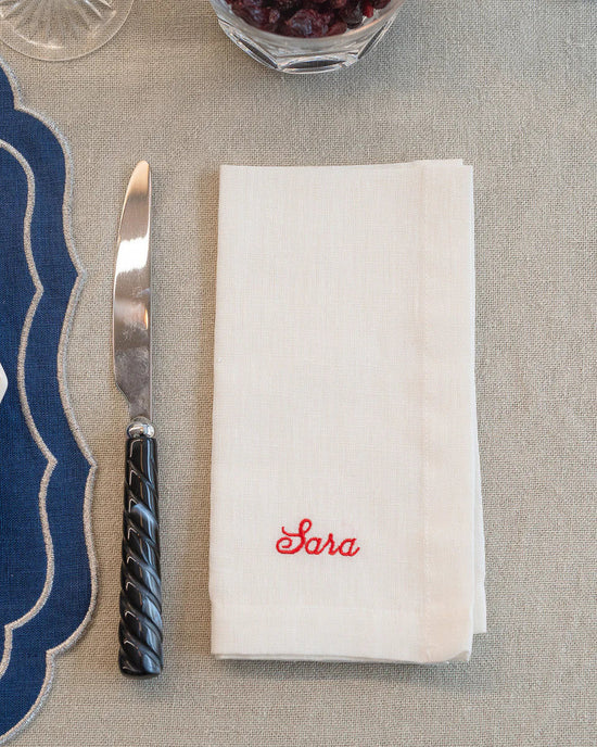 Personalised White Linen Napkin