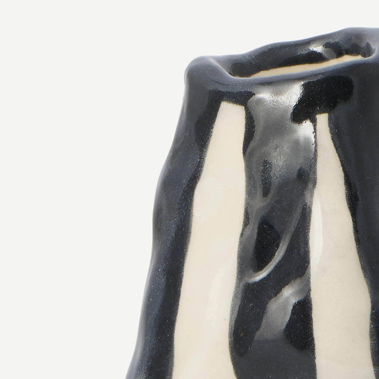 Jet Black Candy Stripe Candle Holder