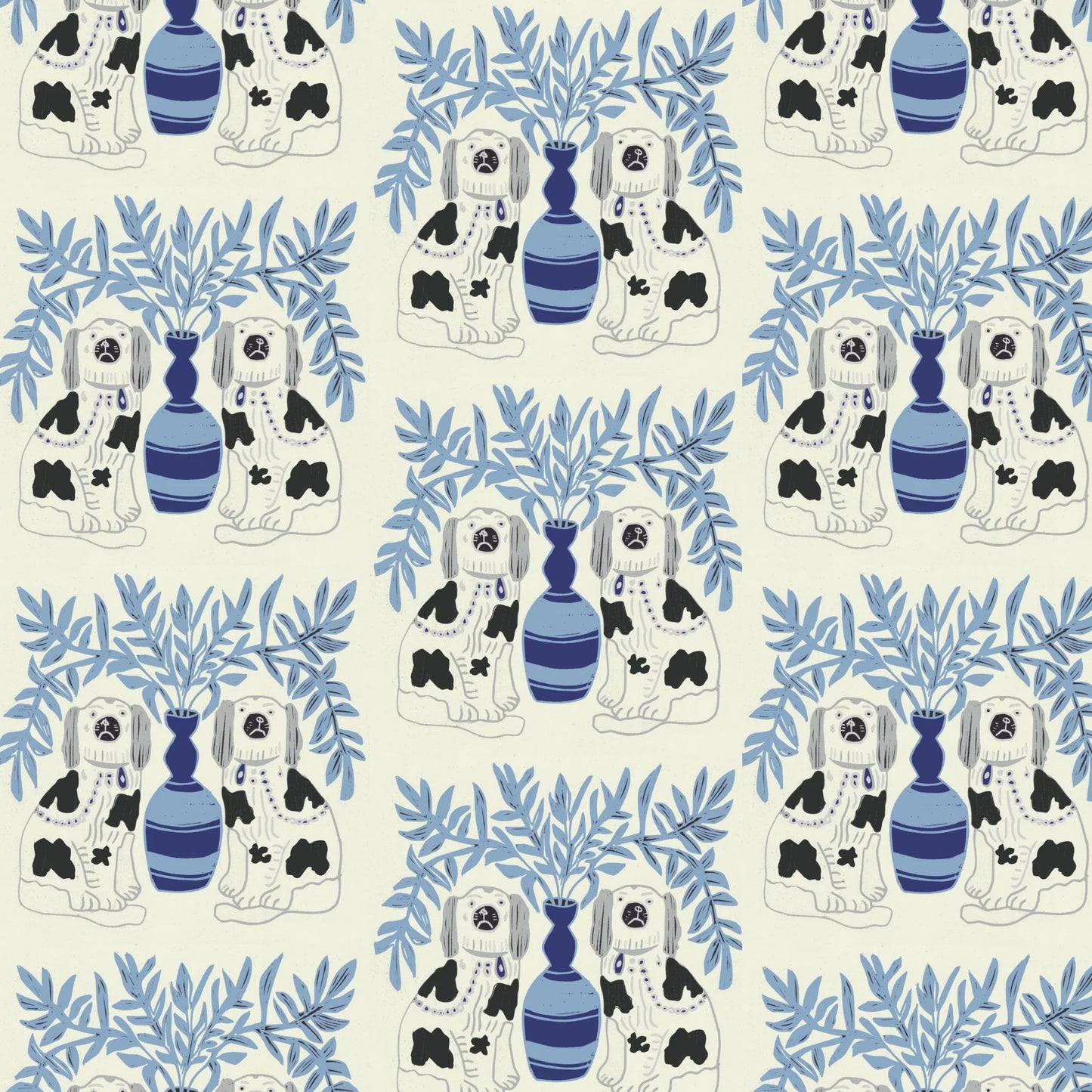 Pair of Dogs Fabric