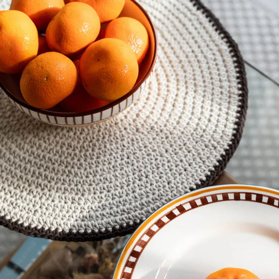 Crochet Round Placemat, Set of 4 - Beige