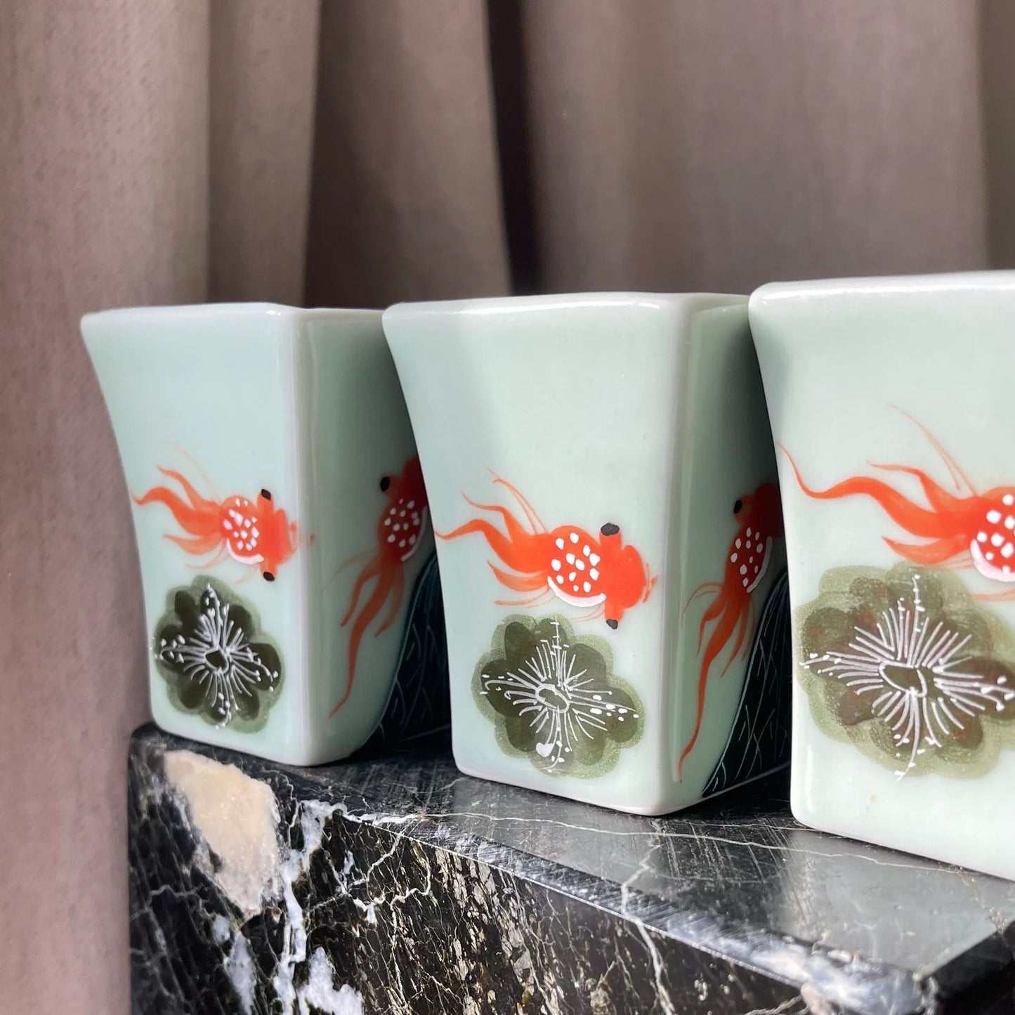 Goldfish Design Vietnamese Square Espresso Cups