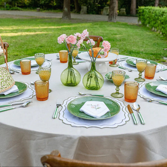 Greta Placemat, White with Green