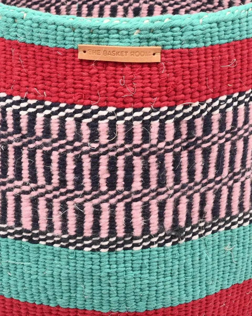 SALAMA: Extra Large Turquoise, Red, Black, Pink Wool Basket