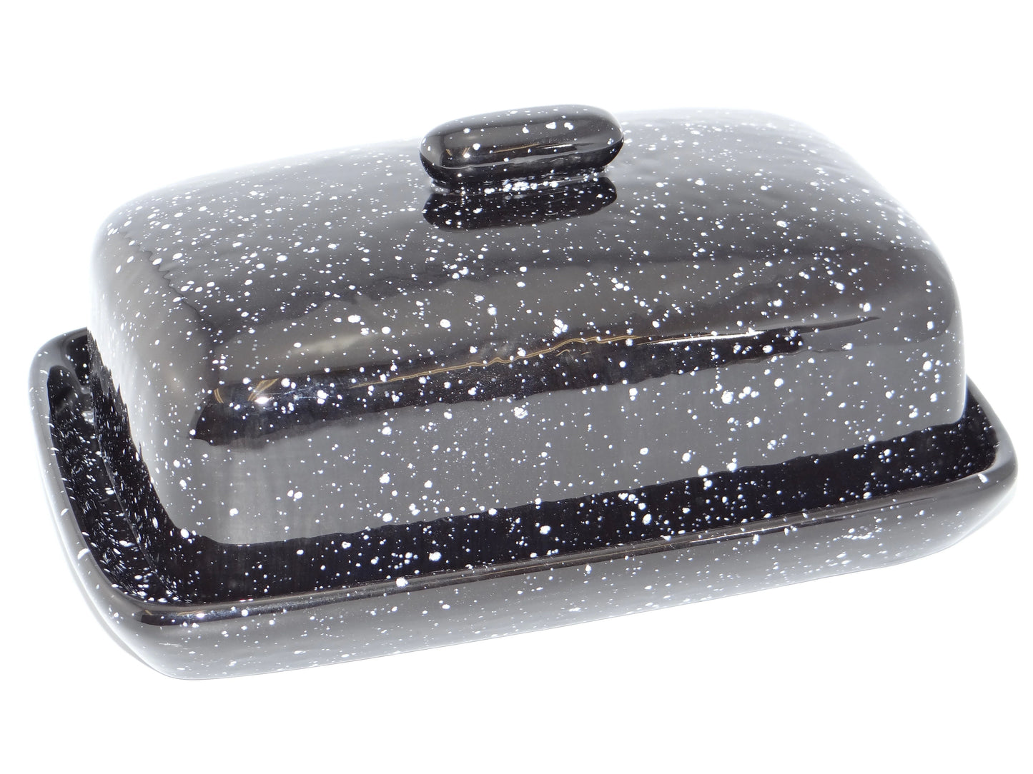 Butter Dish with Speckled Black Glaze