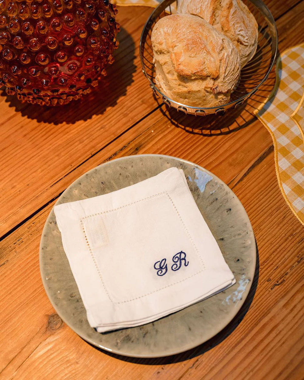 Personalised White Linen Cocktail Napkin