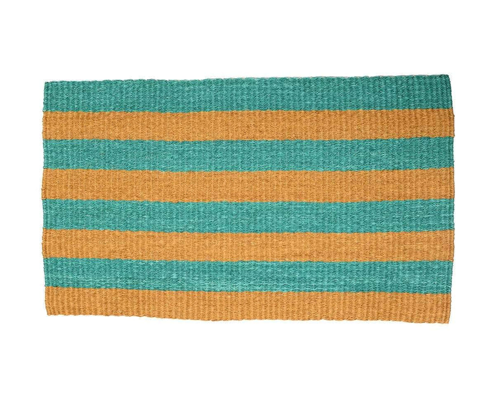 MIALE: Turquoise & Gold Woven Sisal Doormat