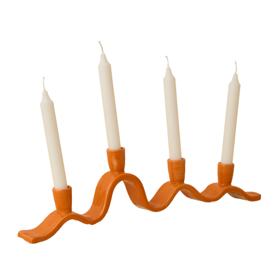 Large Wavy Candelabra - Orange