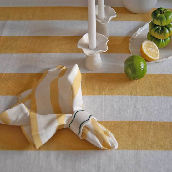 Yellow Striped Linen Napkin: 4 Set