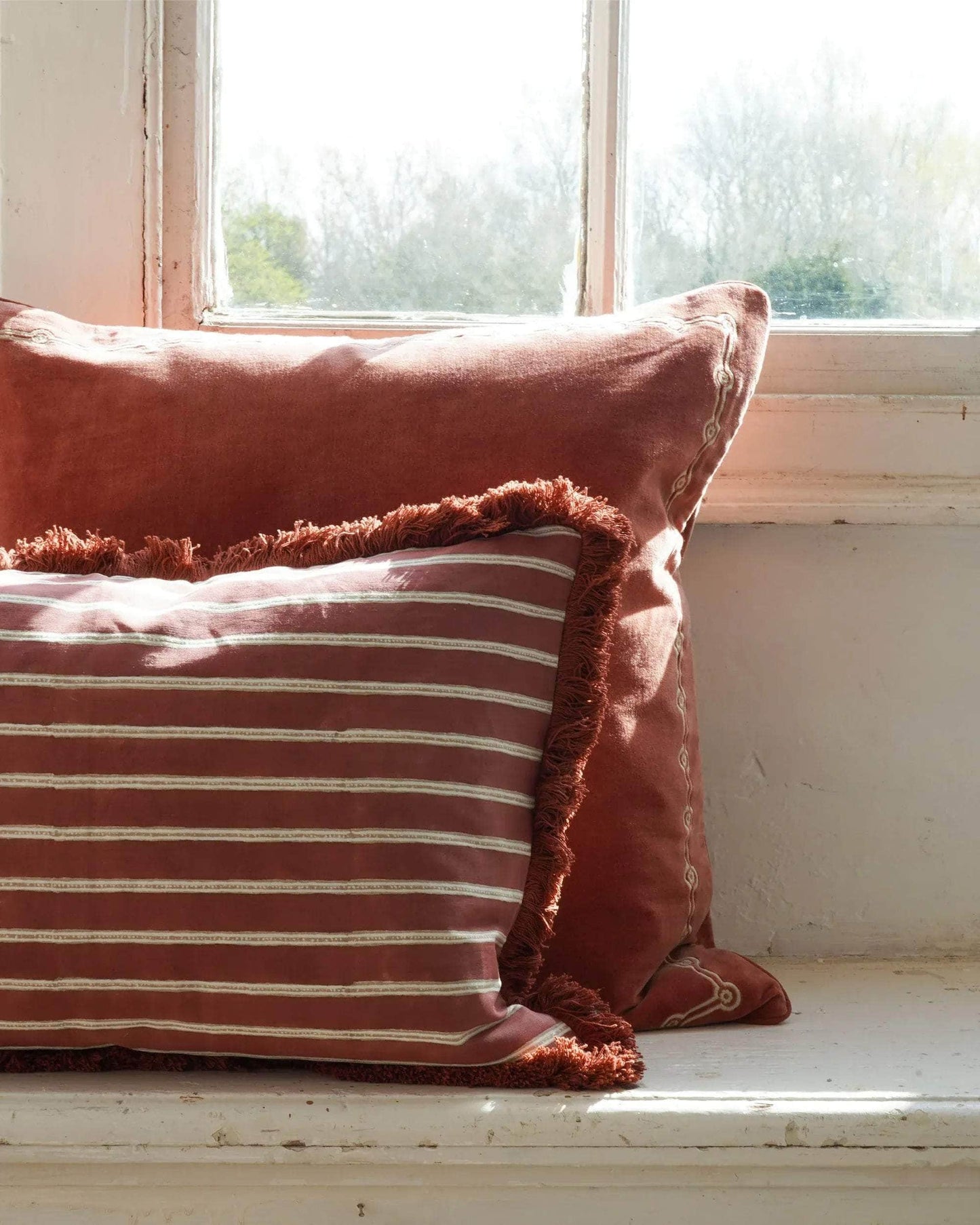 Edo Stripe Cushion - Red