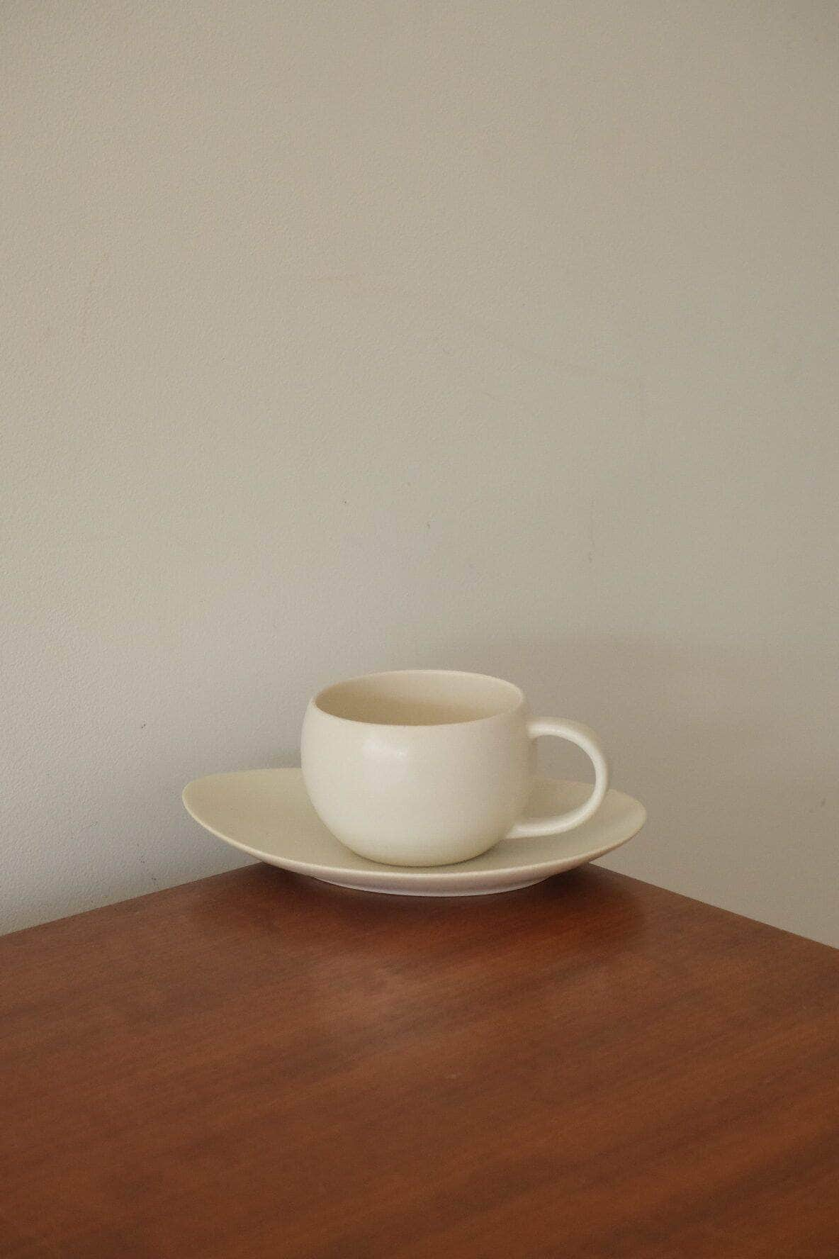 SALIU Matte white Cup and Saucer plate set