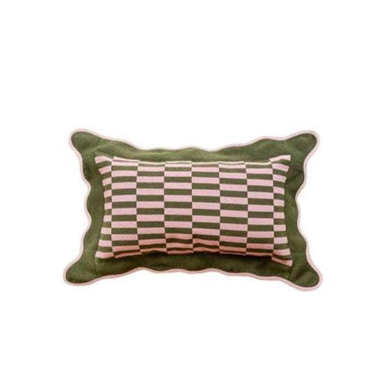Olive Checkerboard Cotton Cushion Cover
