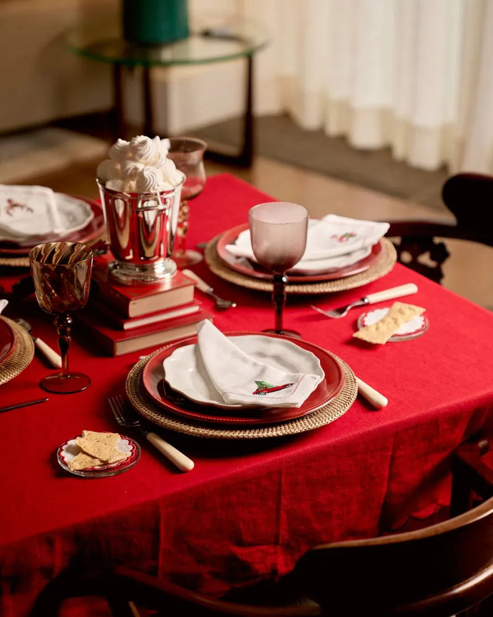 Red Tablecloth with Red Dots