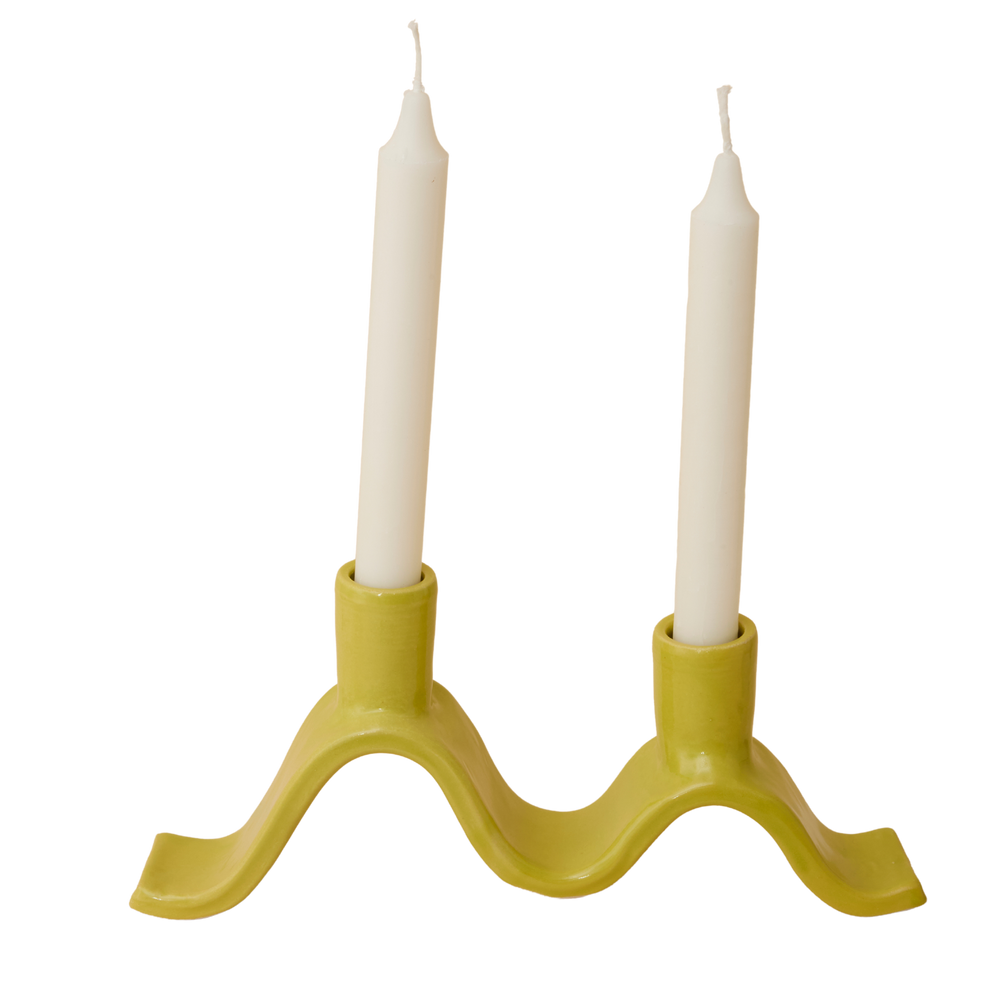 Small Wavy Candelabra - Chartreuse