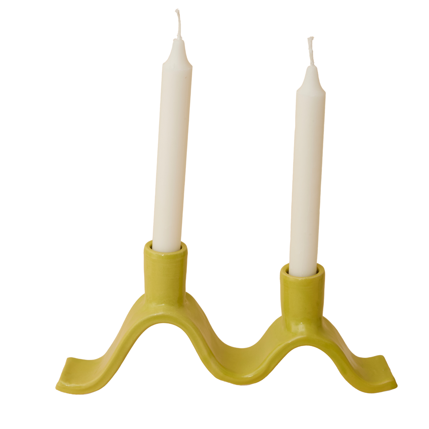 Small Wavy Candelabra - Chartreuse