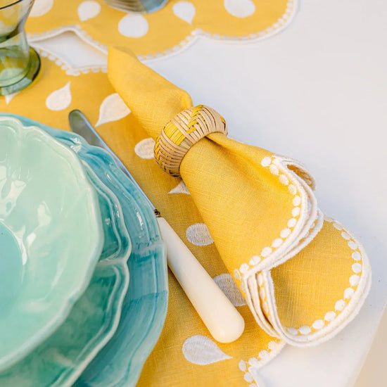 Gotas Napkin, Yellow with White