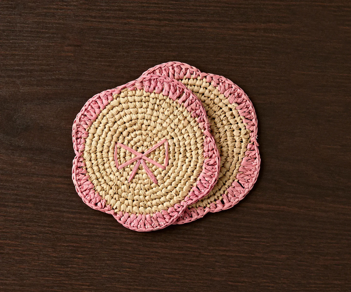 Handwoven Raffia Fringe Coaster Set