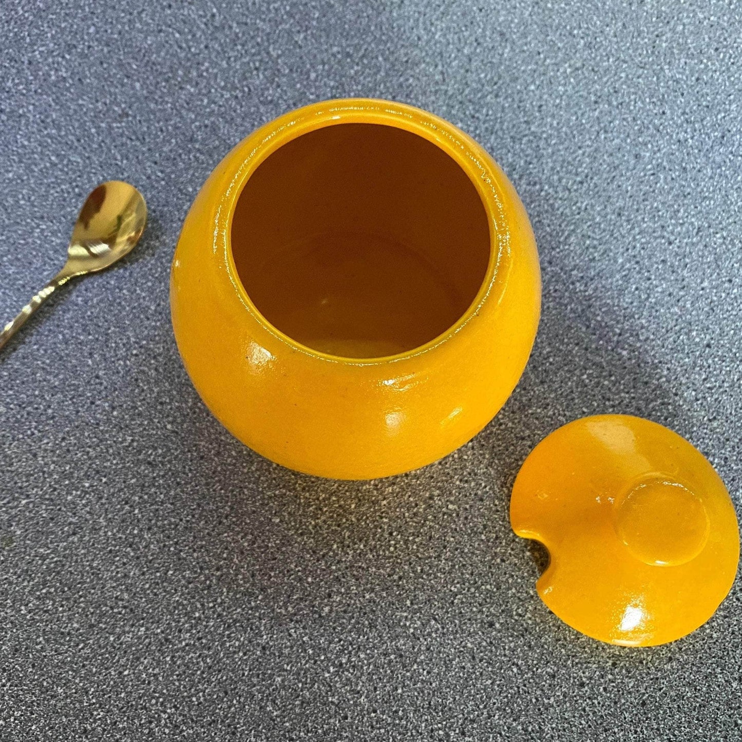 Butter Dish, Sugar Bowl and Milk Jug Set - Speckled Yellow