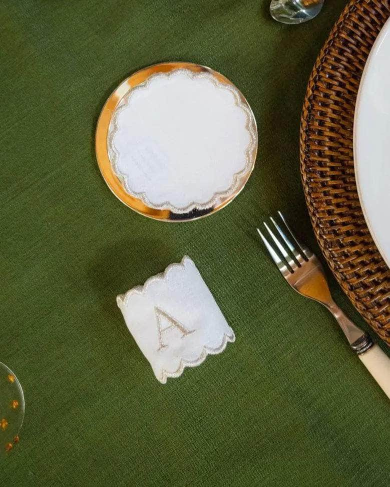 Personalised White and Gold Linen Napkin Ring