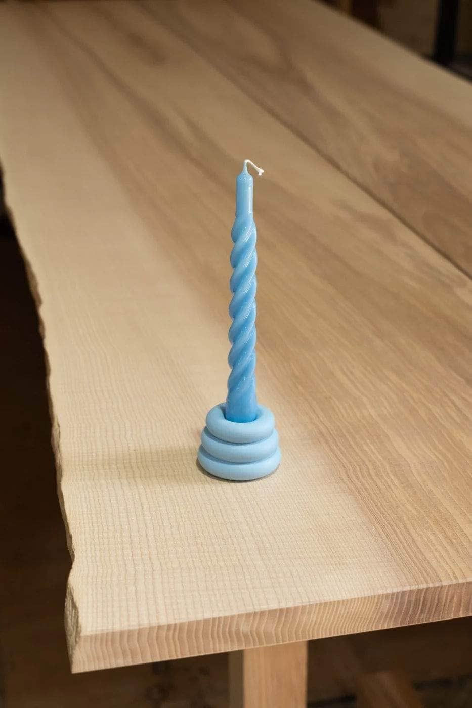 Light Blue Twisted Gloss Candles - Set of 6